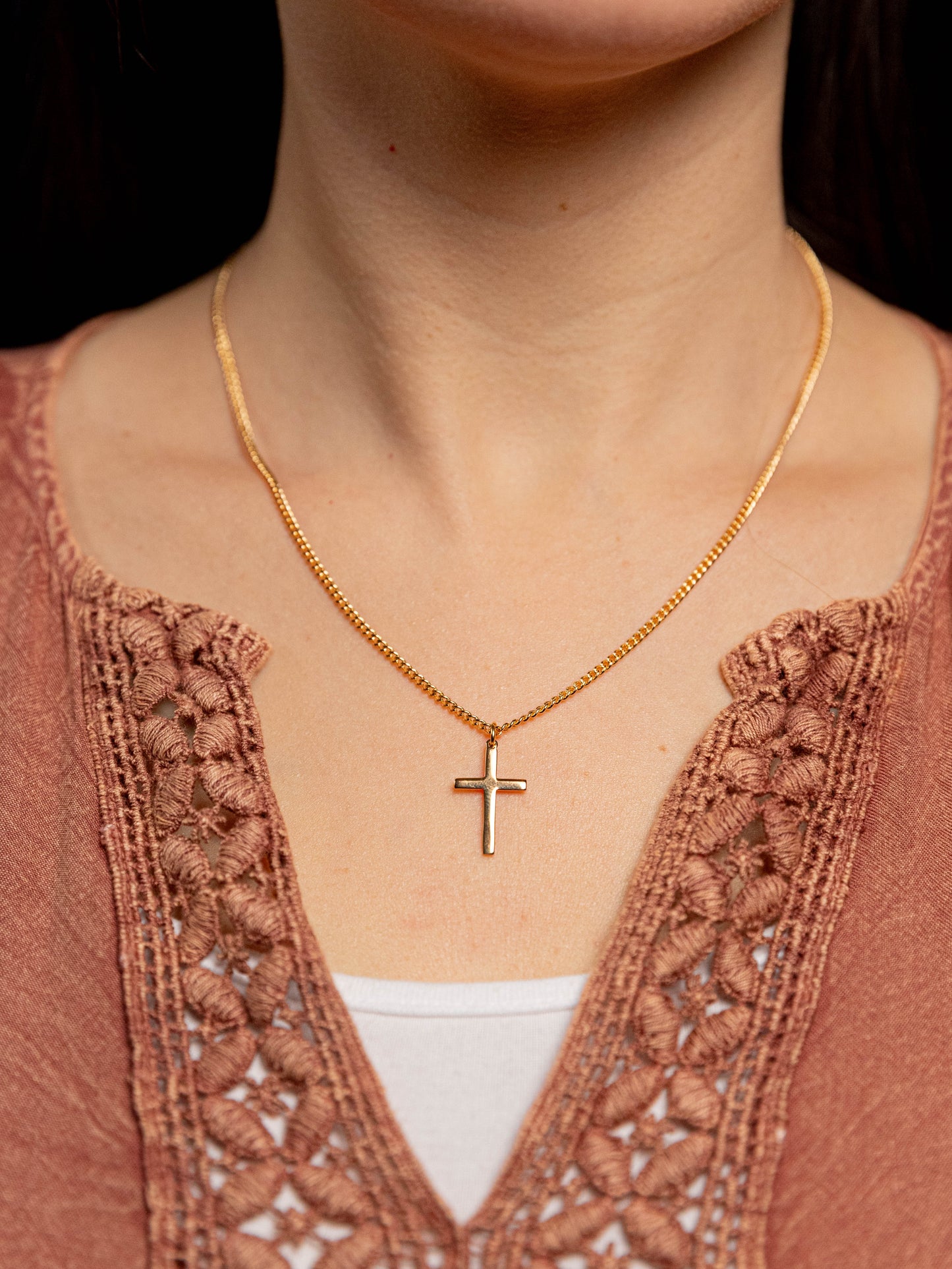 High-Polished Latin Cross Necklace