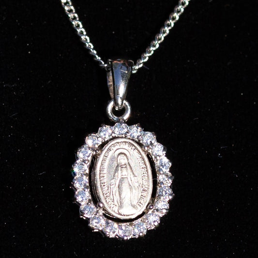 Petite Clear Crystal Miraculous Medal