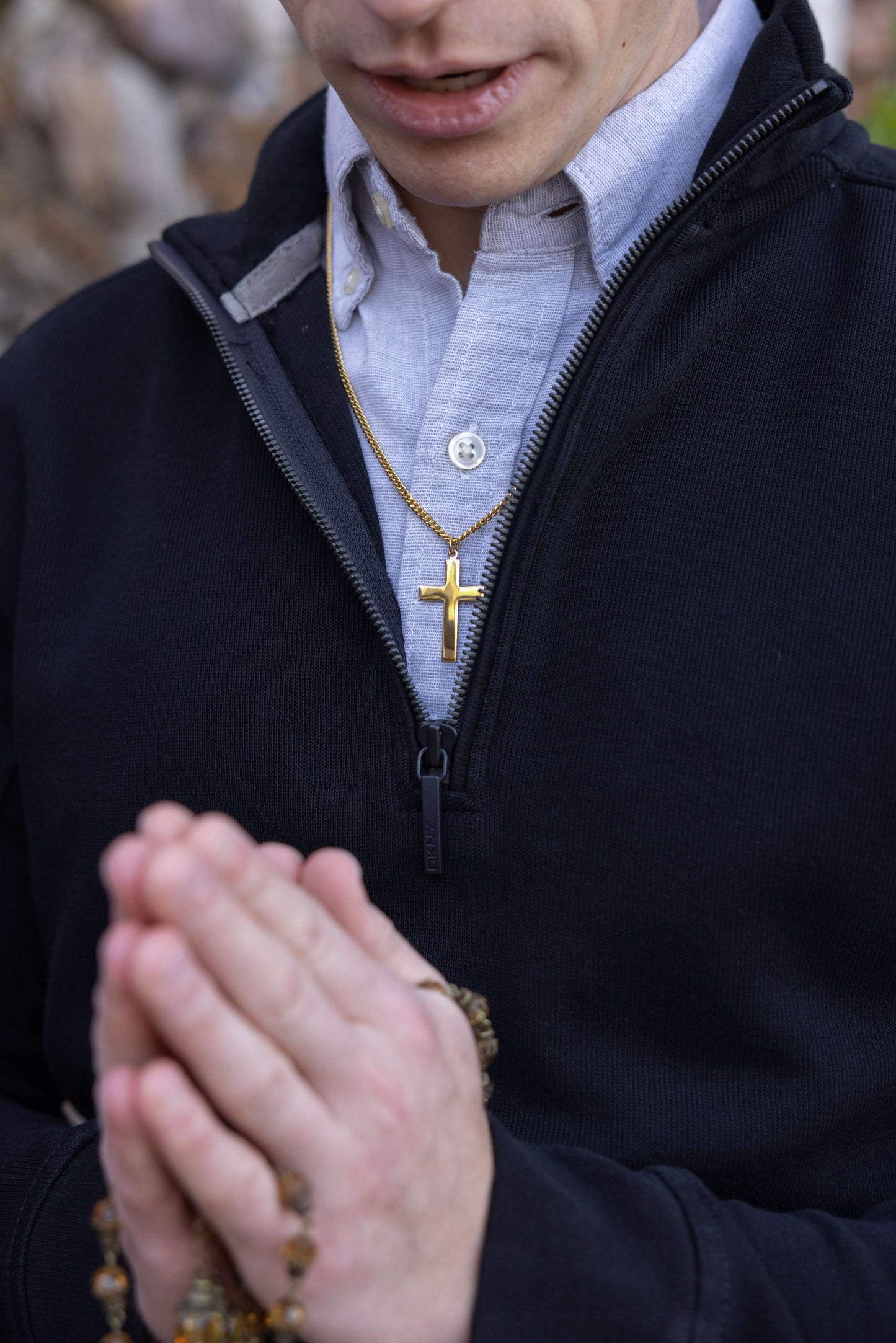 High-Polished Latin Cross Necklace