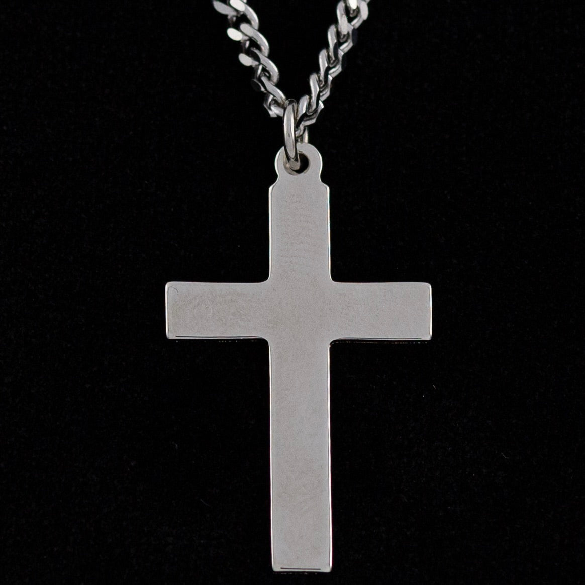 Plain Latin Style Cross Necklace, High-Polished (Reflective)
