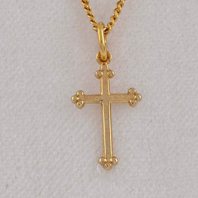 Tiny Budded Cross Necklace