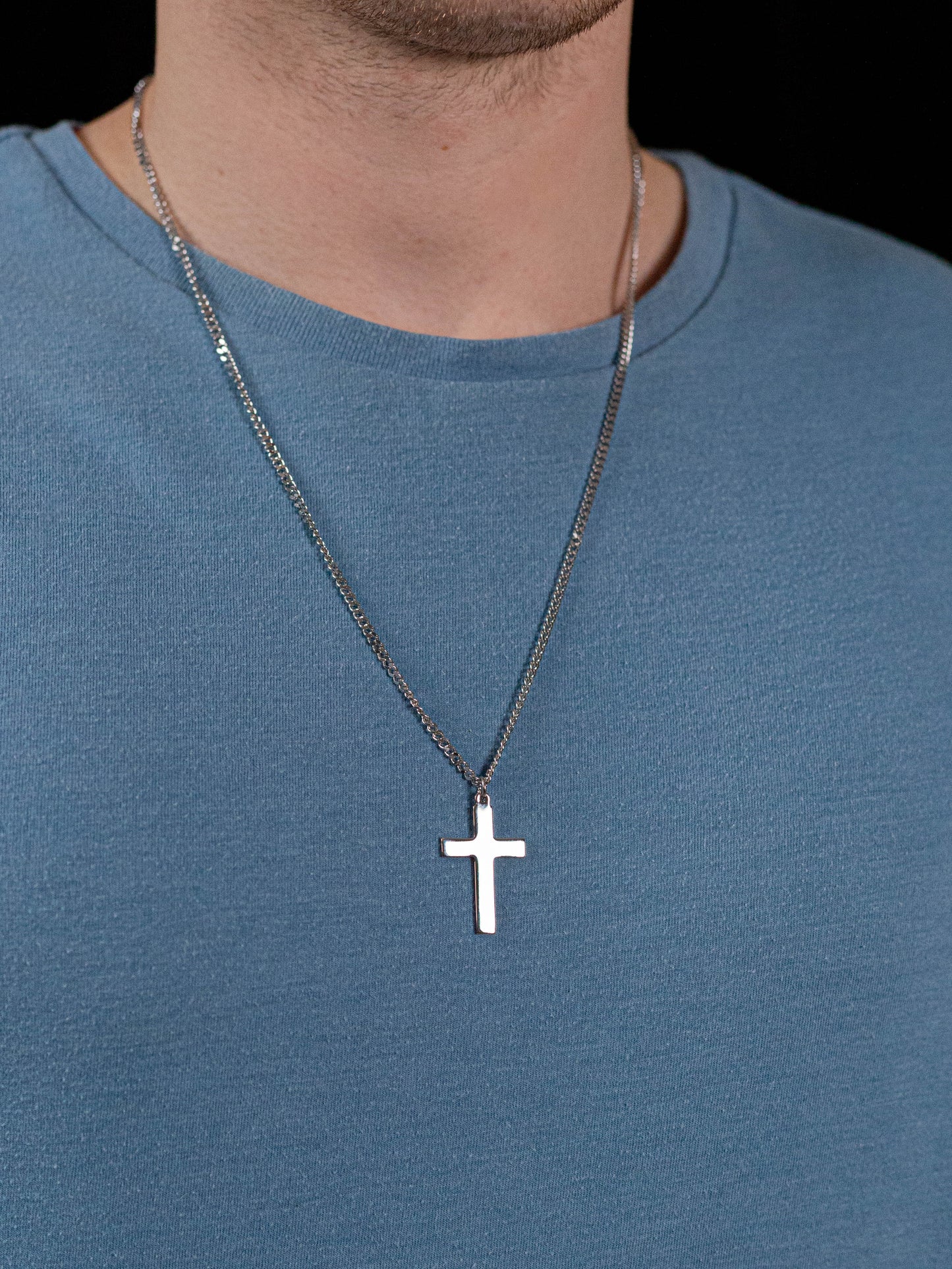 High-Polished Latin Cross Necklace