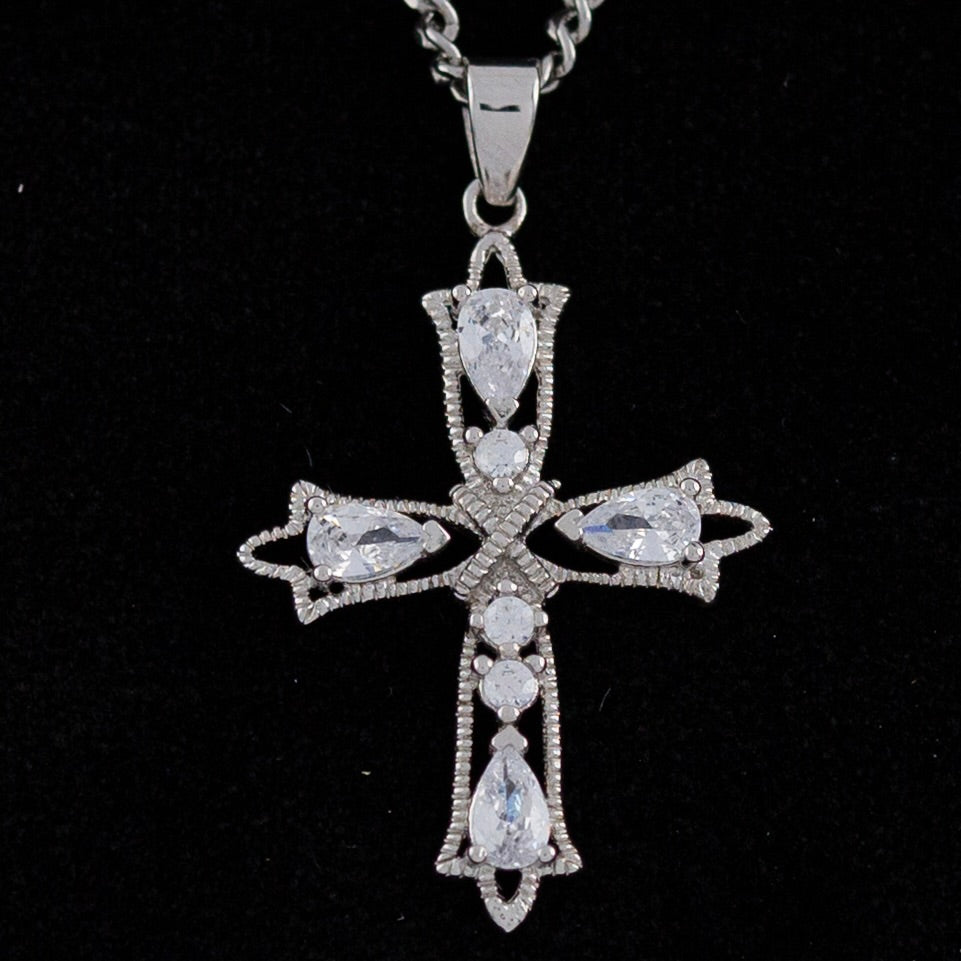 Intricate Clear Crystal Cross