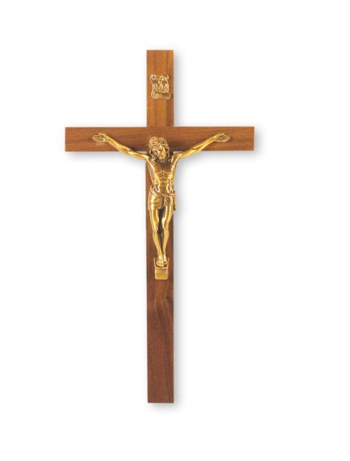 9" Narrow Walnut Crucifix