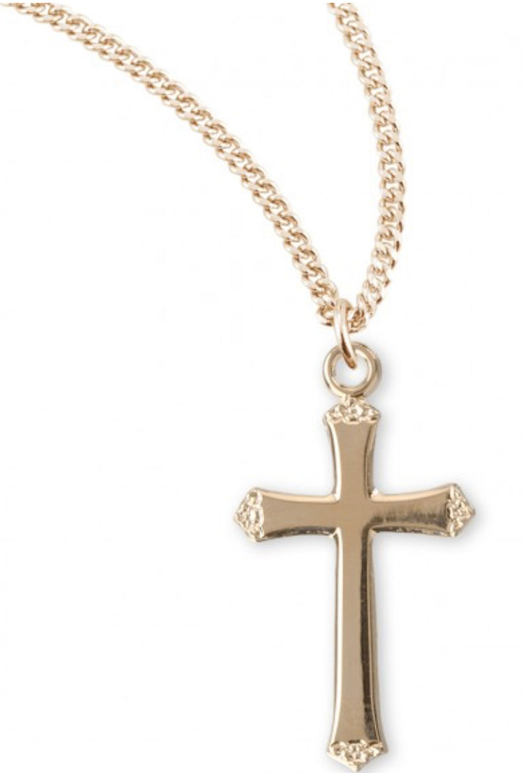 Flower Tipped Cross Necklace