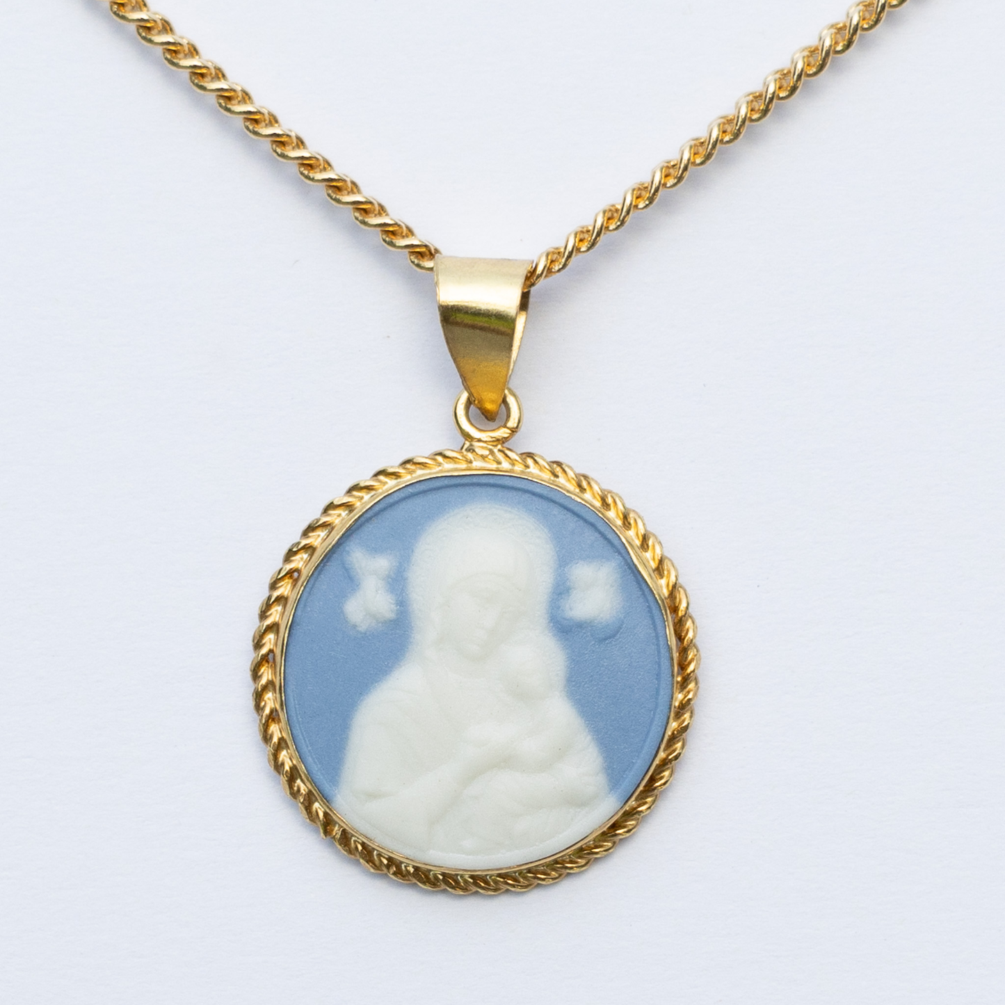 Our Lady of Perpetual Help Cameo Medal with Gold Frame