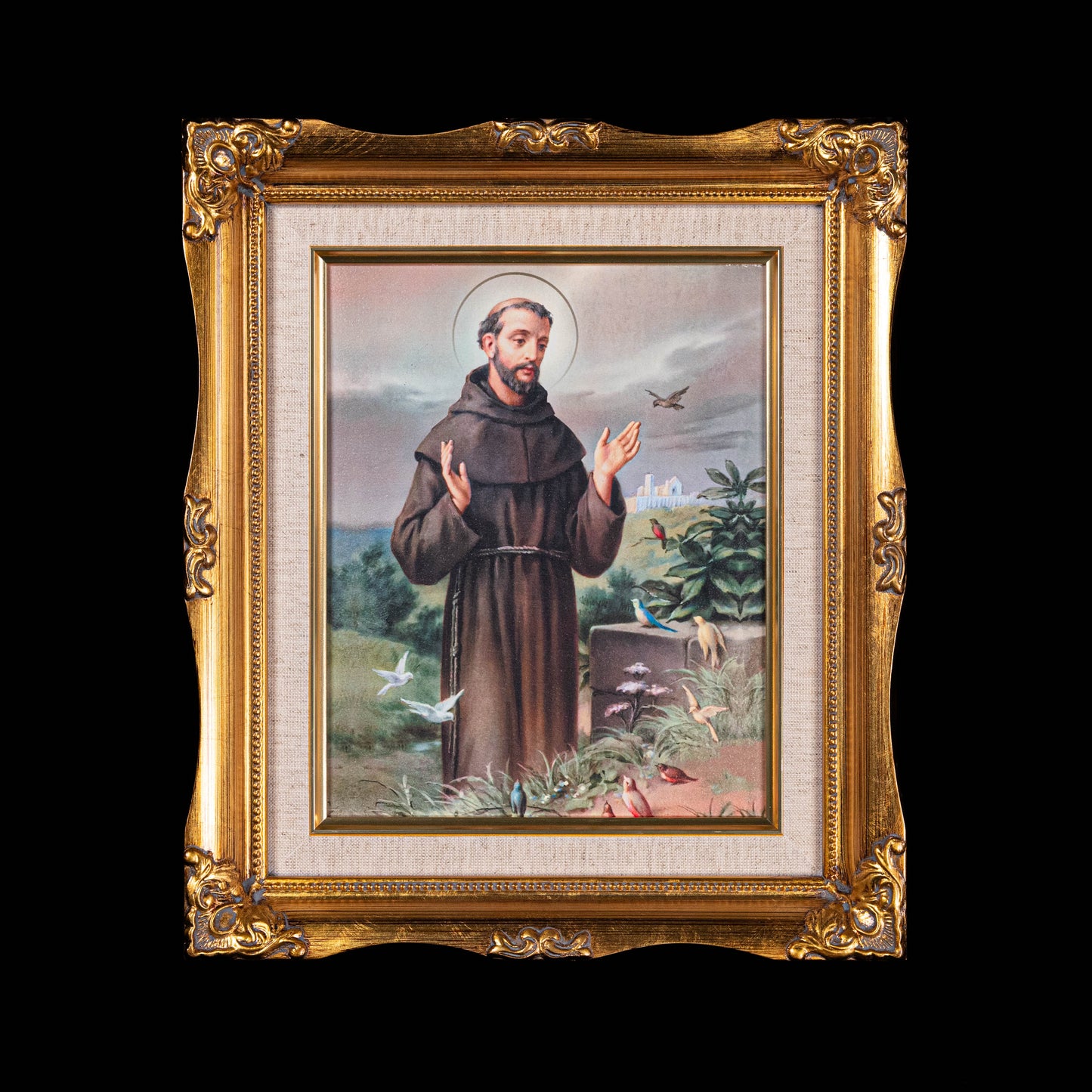 St. Francis Textured Art in Ornate Gold-Leaf Frame