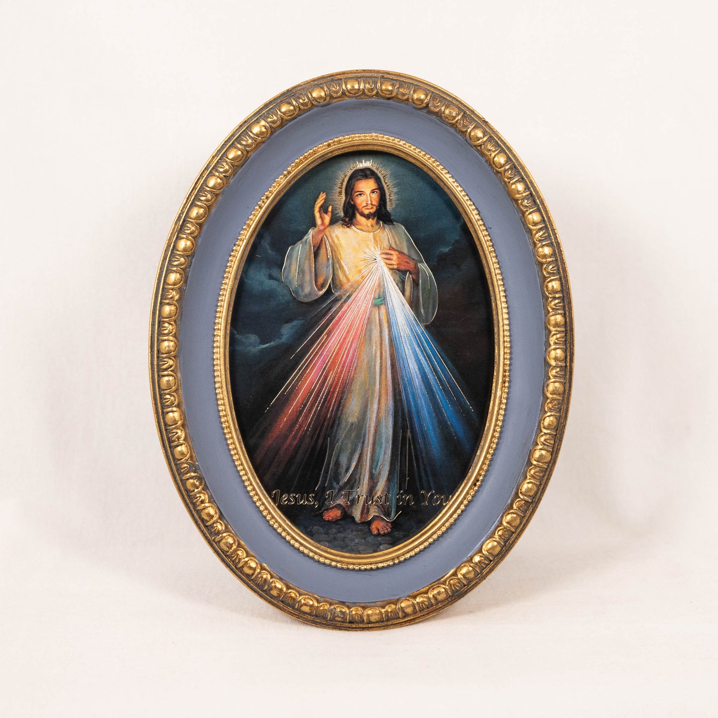 5 1/2" x 7 1/2" Divine Mercy Oval Gold-Leaf Frame