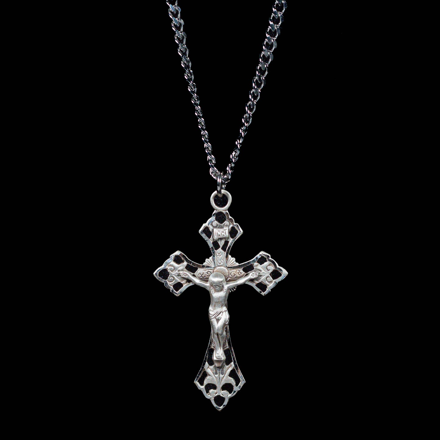 Large Angle-Tipped Crucifix Necklace
