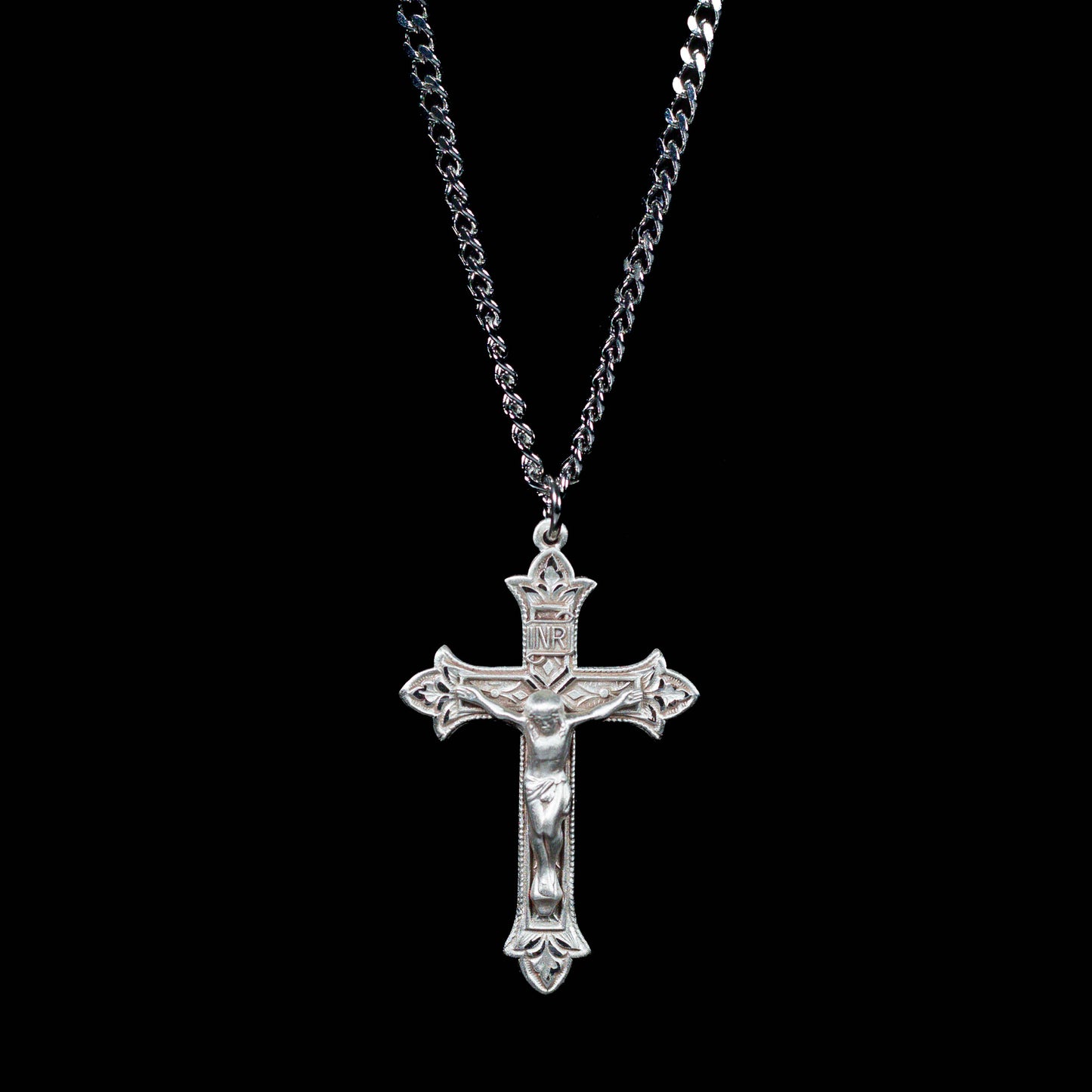 Large Fleur De Lis Crucifix Necklace