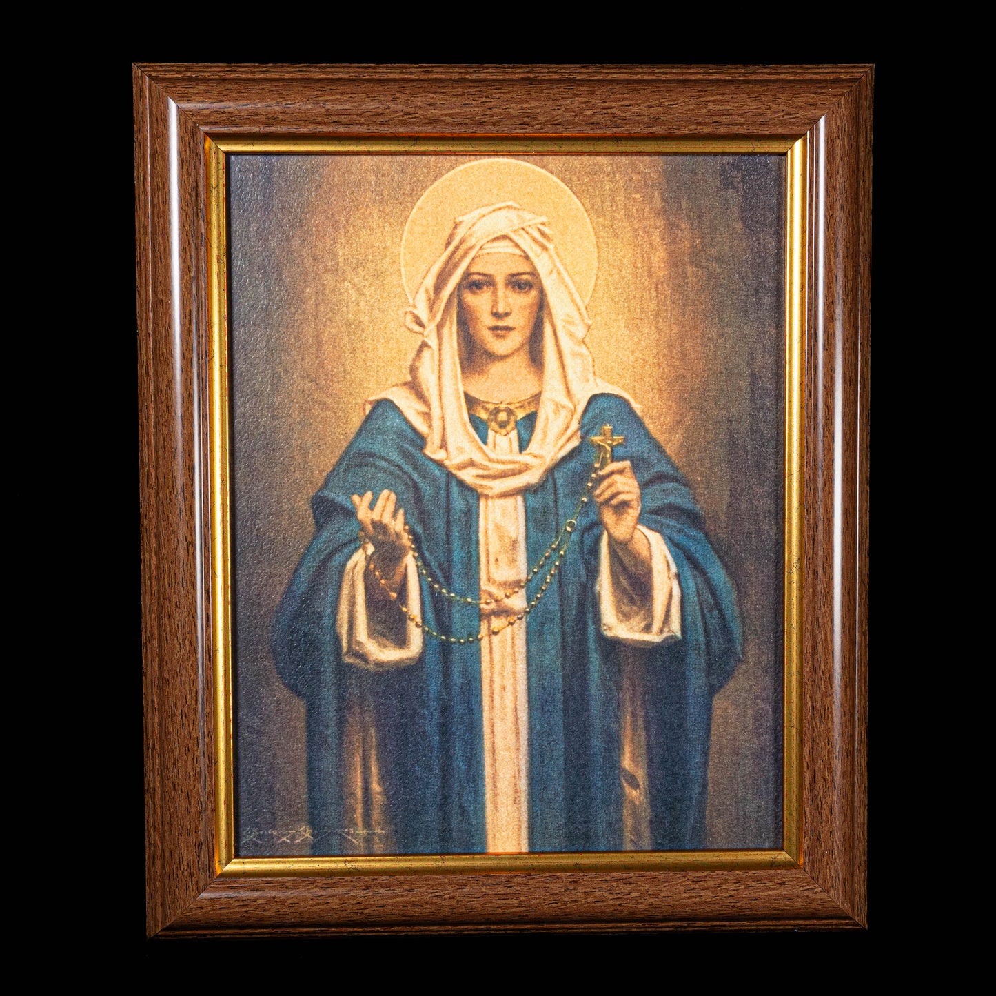 Our Lady of The Rosary Framed, Textured Art