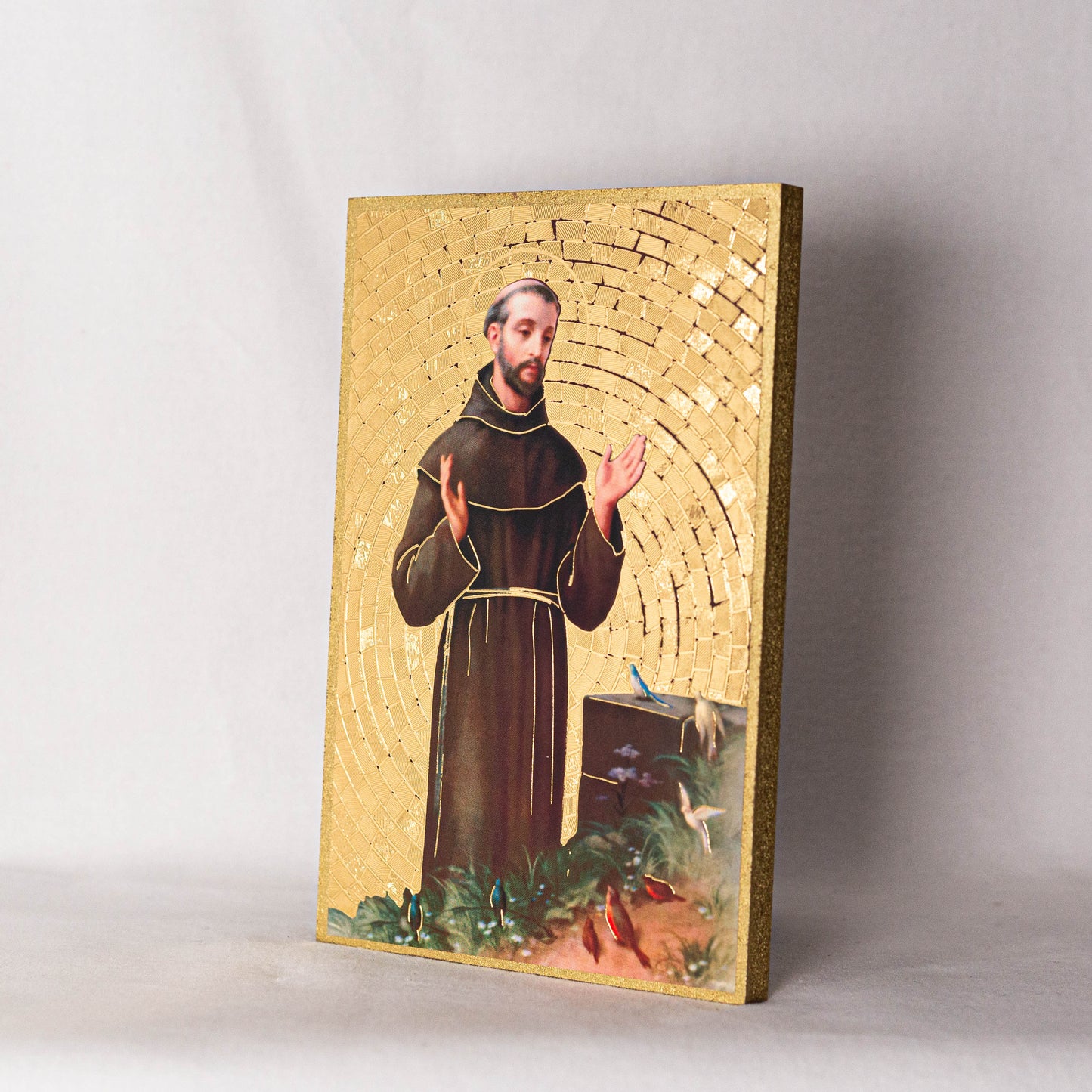 4" x 6" St. Francis Gold Foil Mosaic Plaque