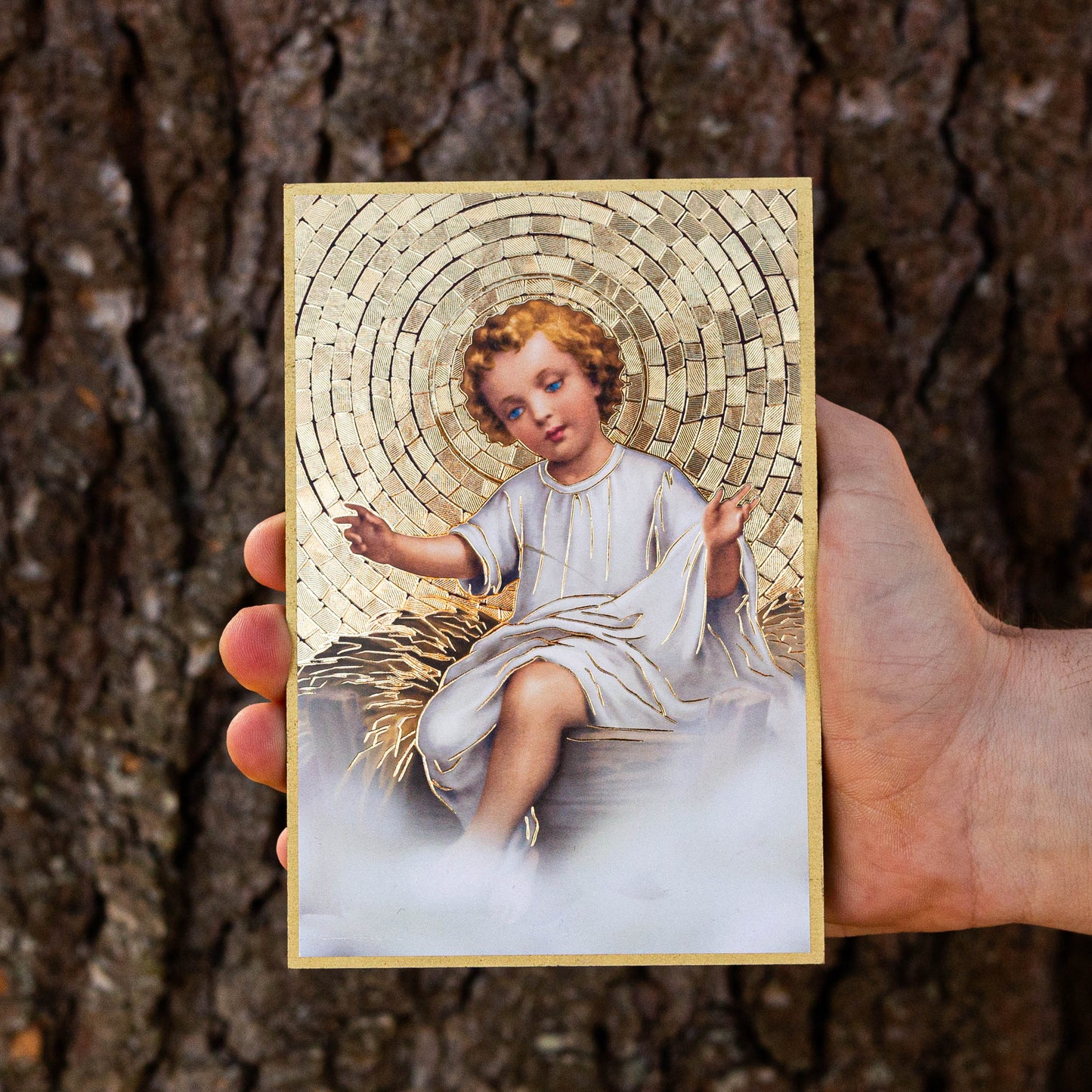 4" x 6" Baby Jesus Gold Foil Mosaic Plaque