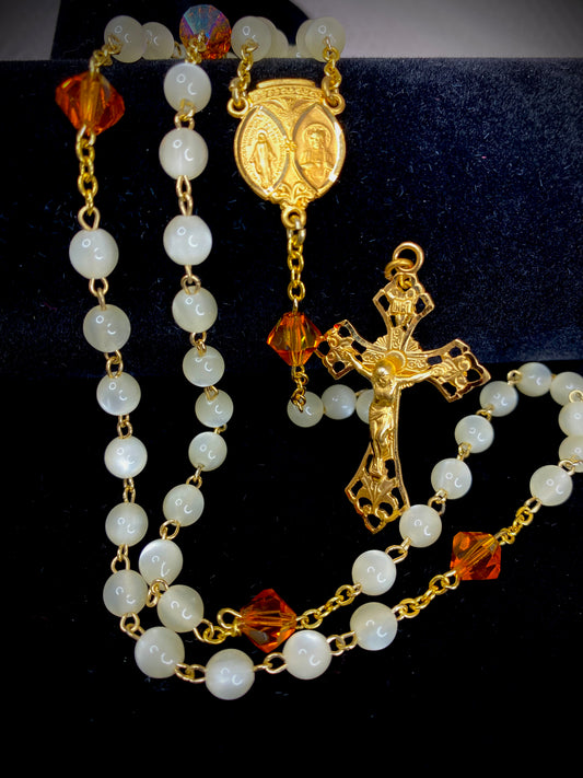 Gold Mother of Pearl Rosary