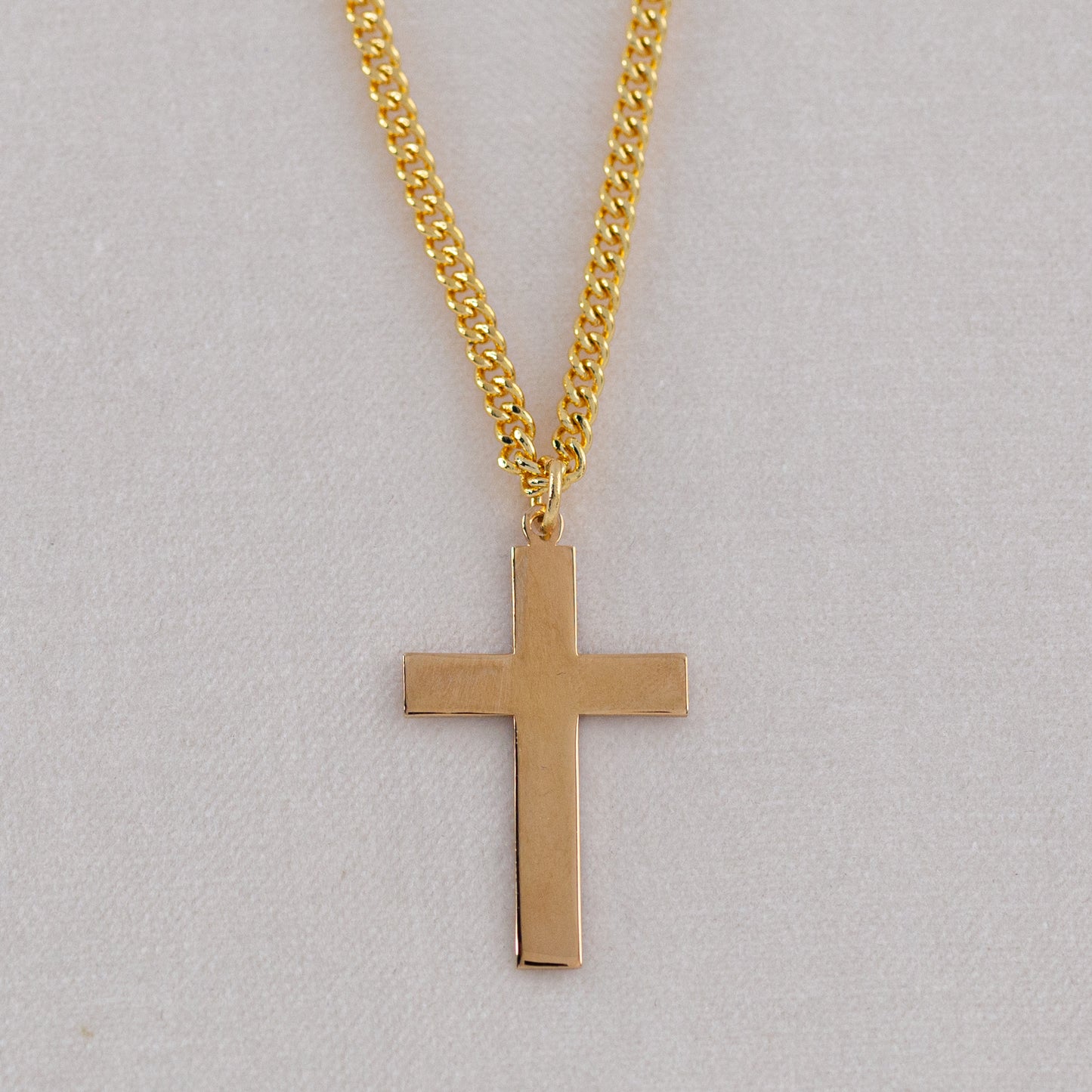 Plain Latin Style Cross Necklace, High-Polished (Reflective)