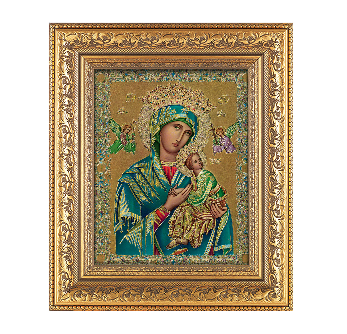 12.5" x 14.5" Our Lady of Perpetual Help Gold-Leaf Antique Framed Art