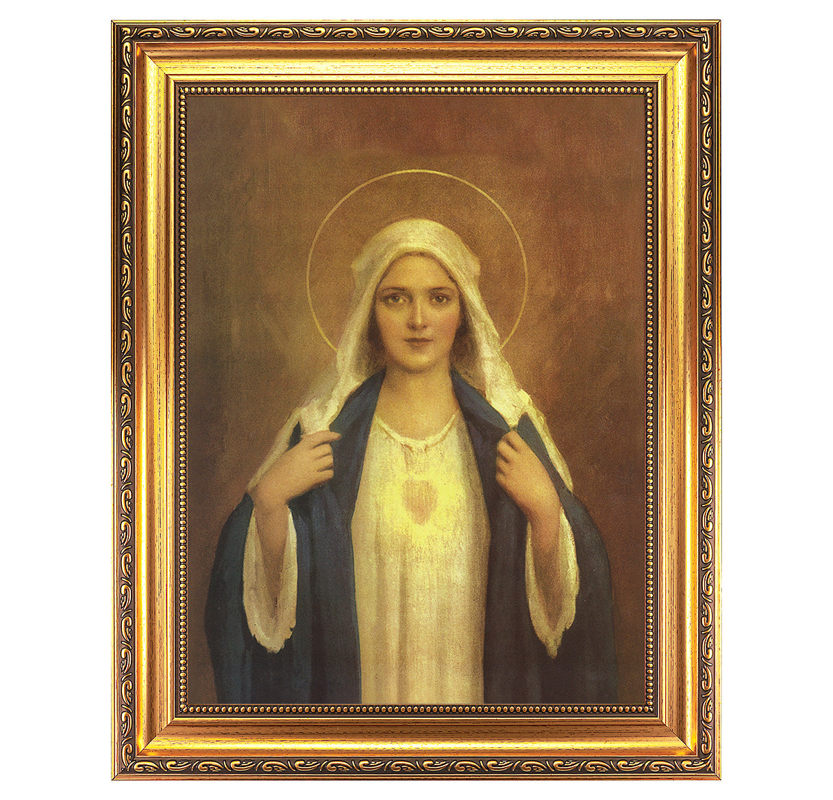 15.5" x 19.5" Immaculate Heart of Mary Antique Gold Framed Art