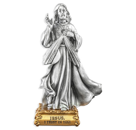Divine Mercy of Jesus Pewter Statue