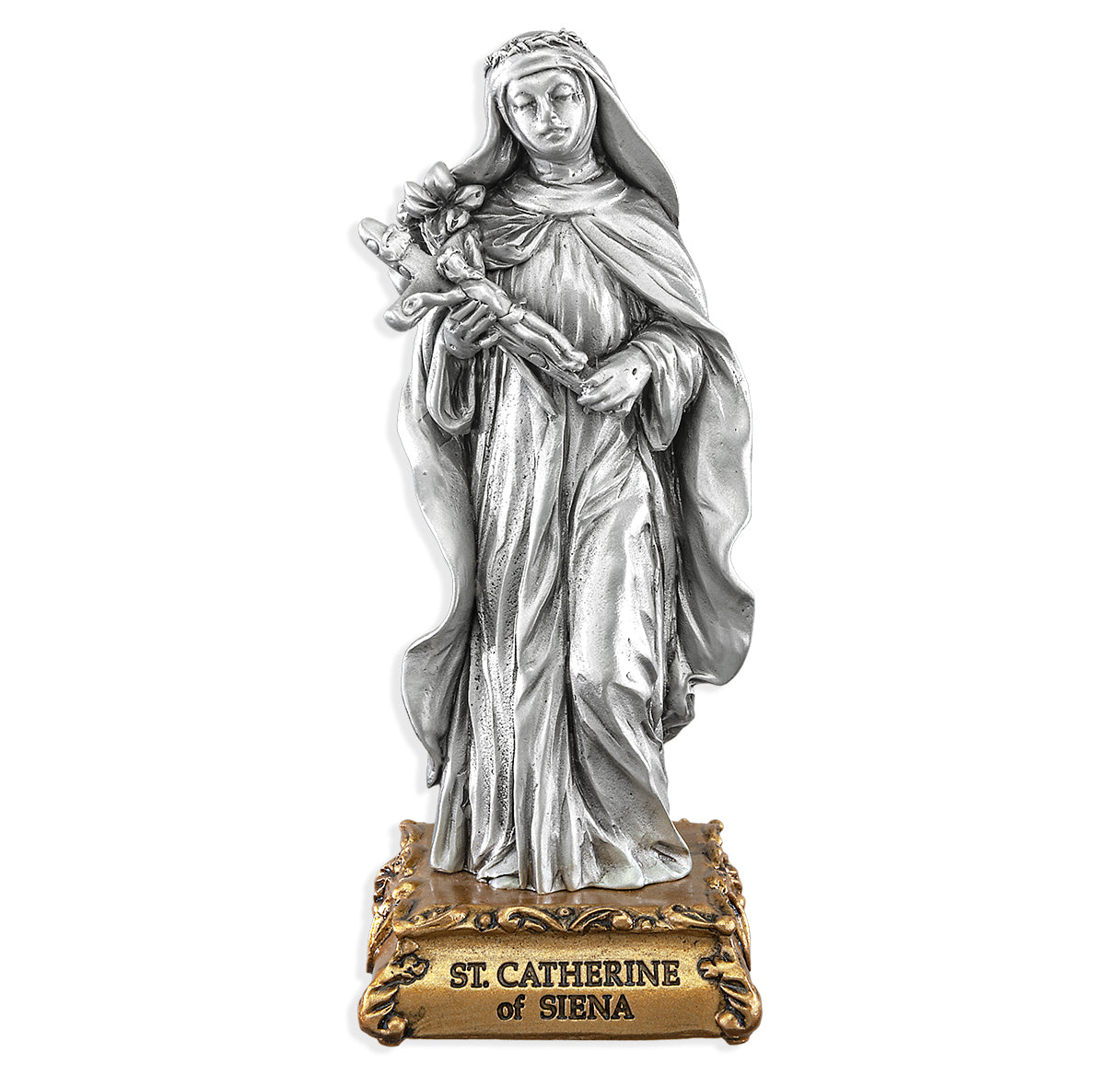 St. Catherine of Sienna Pewter Statue