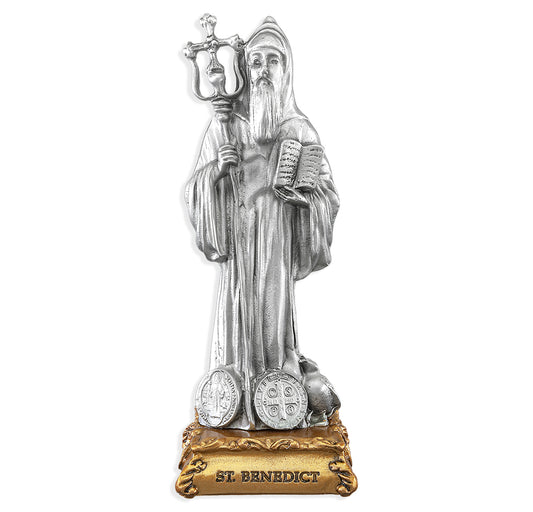 St. Benedict the Abbott Pewter Statue