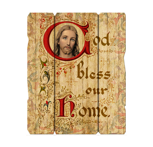 11-1/4" x 14" God Bless Our Home Wood Wall Plaque