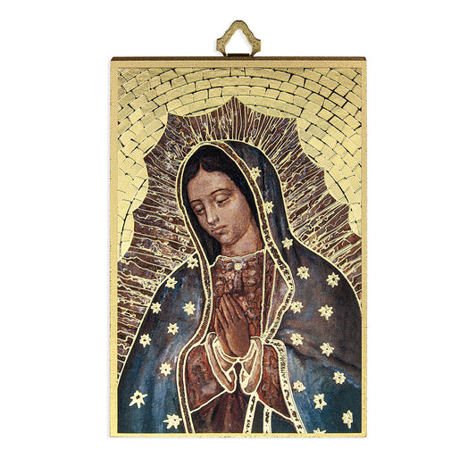4" x 6" Our Lady of Guadalupe Gold Foil Mosaic Plaque