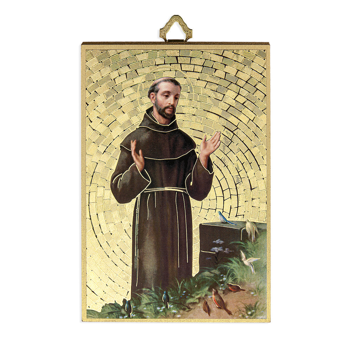 4" x 6" St. Francis Gold Foil Mosaic Plaque