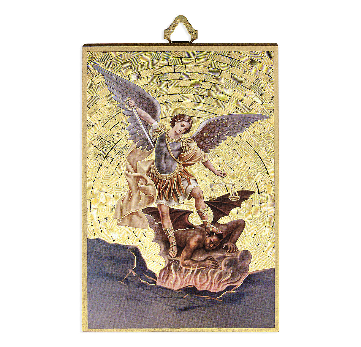 4" x 6" St. Michael Gold Foil Mosaic Plaque