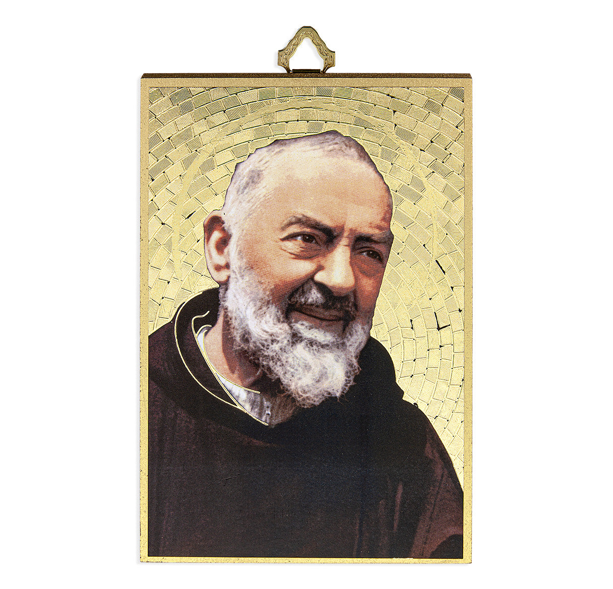 4" x 6" Padre Pio Gold Foil Mosaic Plaque