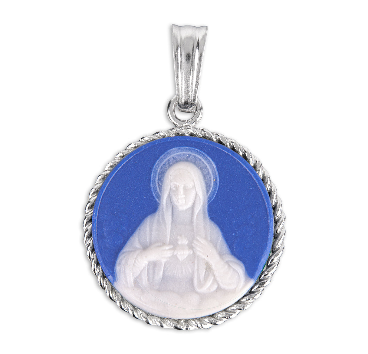 Immaculate Heart of Mary Silver Cameo Medal