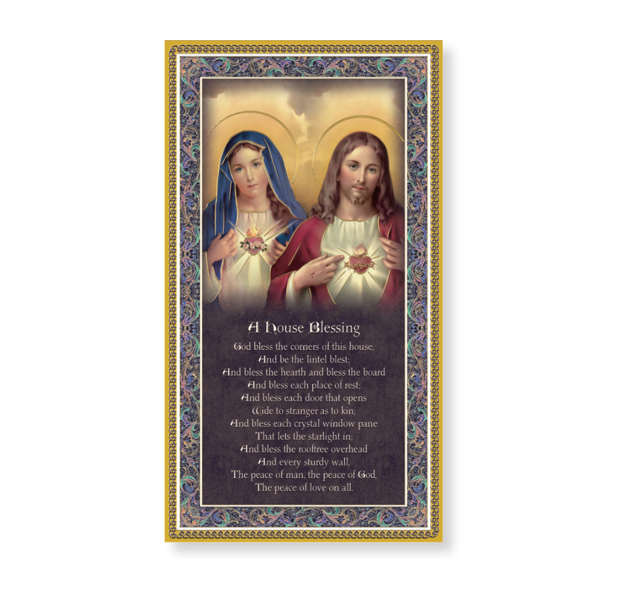 Sacred Hearts - House Blessing Gold Foil Wood Plaque