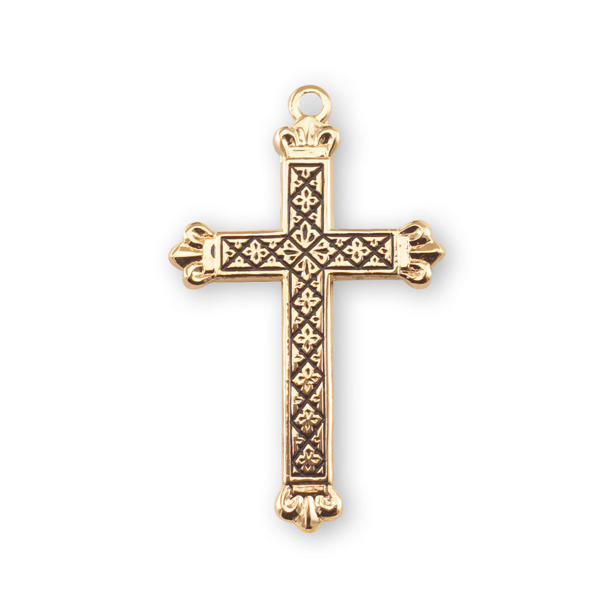 Gold Cross Necklace with Black Enamel Design (1.2