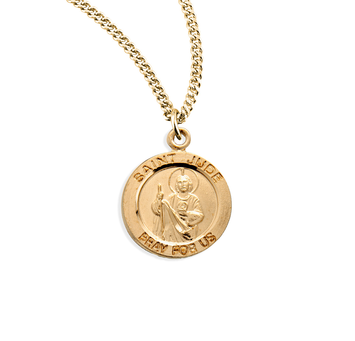 Saint Jude Round Gold Over Sterling Silver Medal