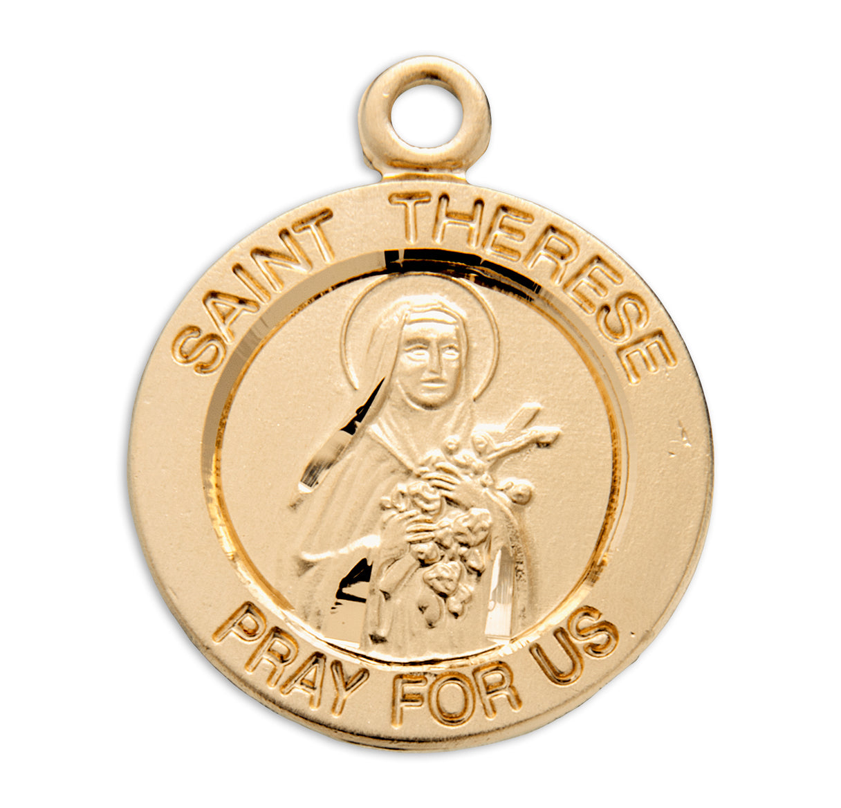 Saint THerese of Lisieux Round Gold Over Sterling Silver Medal