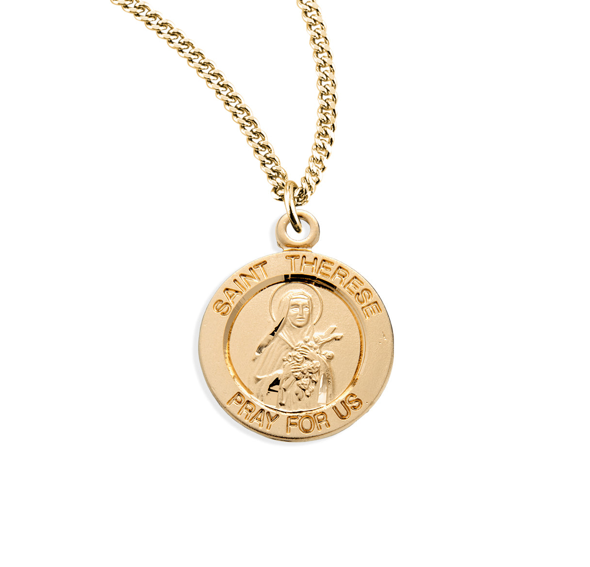Saint THerese of Lisieux Round Gold Over Sterling Silver Medal