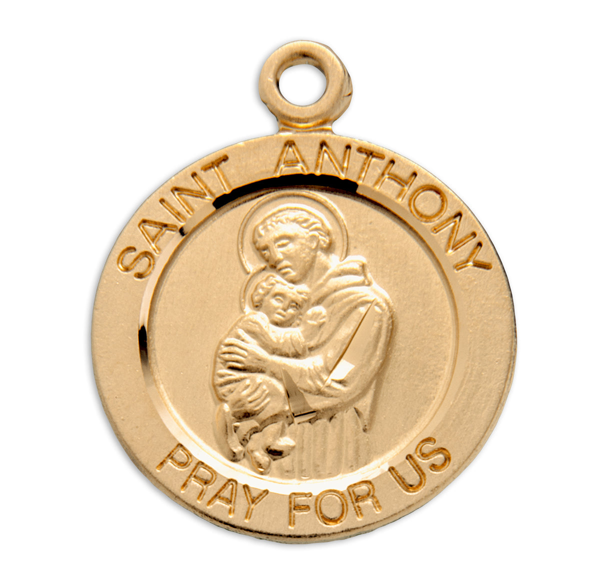 Saint Anthony Round Gold Over Sterling Silver Medal