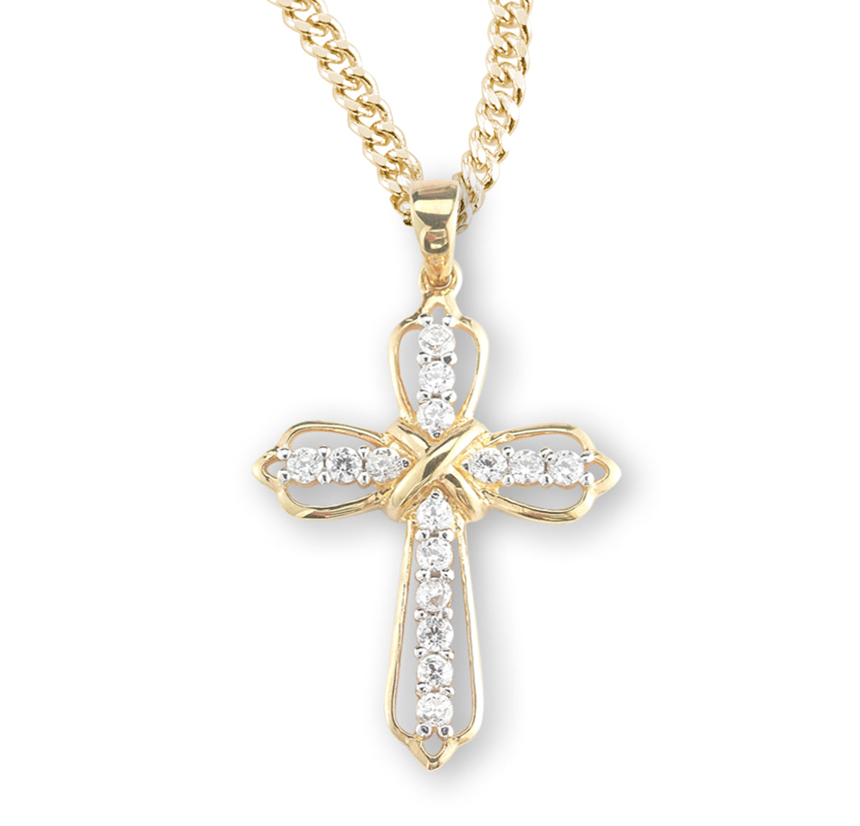 Gold Crystal Cross Necklace Necklace