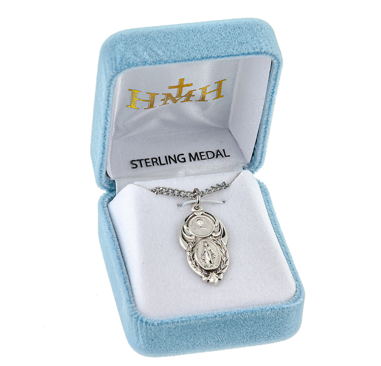 Sterling Silver Miraculous Medal Scapular Combination