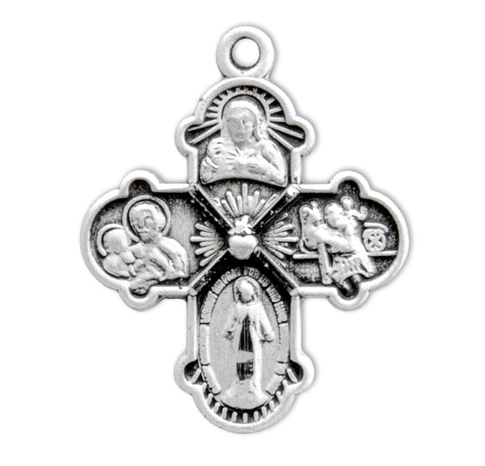 Sacred Heart Four-Way Medal with 3 Sizes Available