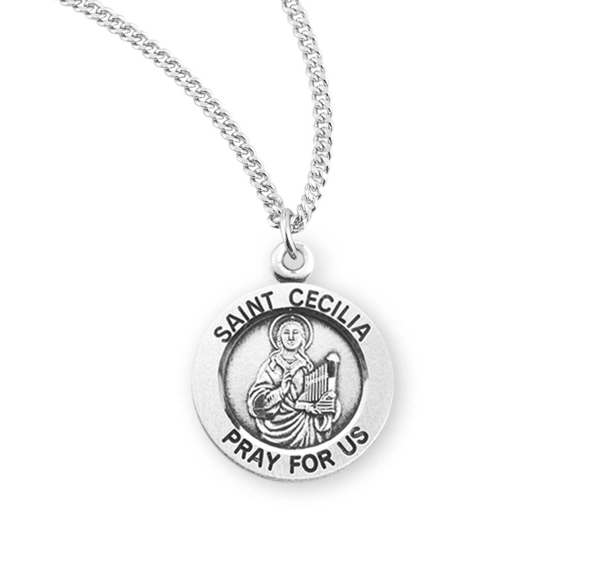 Saint Cecilia Round Sterling Silver Medal