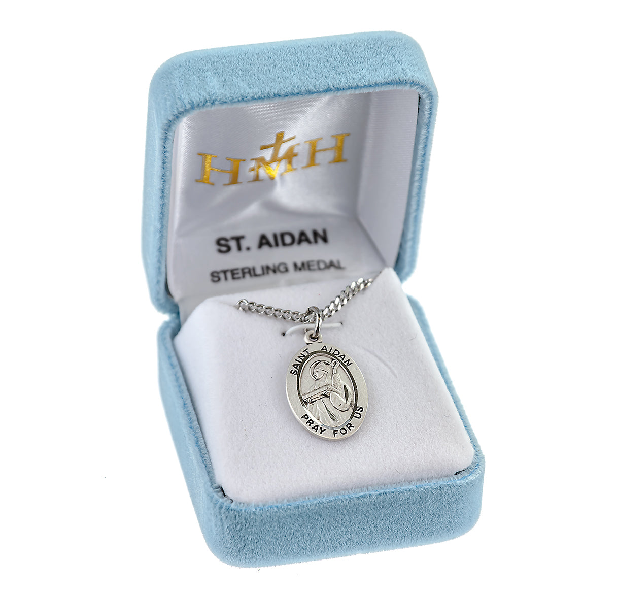 Patron Saint Aidan Oval Sterling Silver Medal