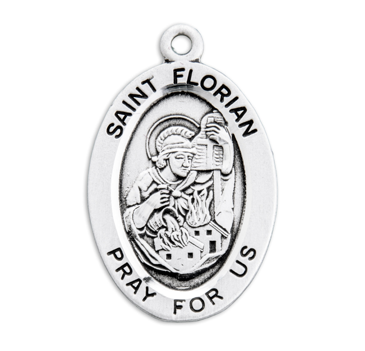 Patron Saint Florian Oval Sterling Silver Medal