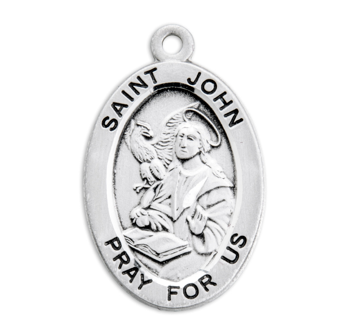 Patron Saint John the Evangelist Oval Sterling Silver Medal