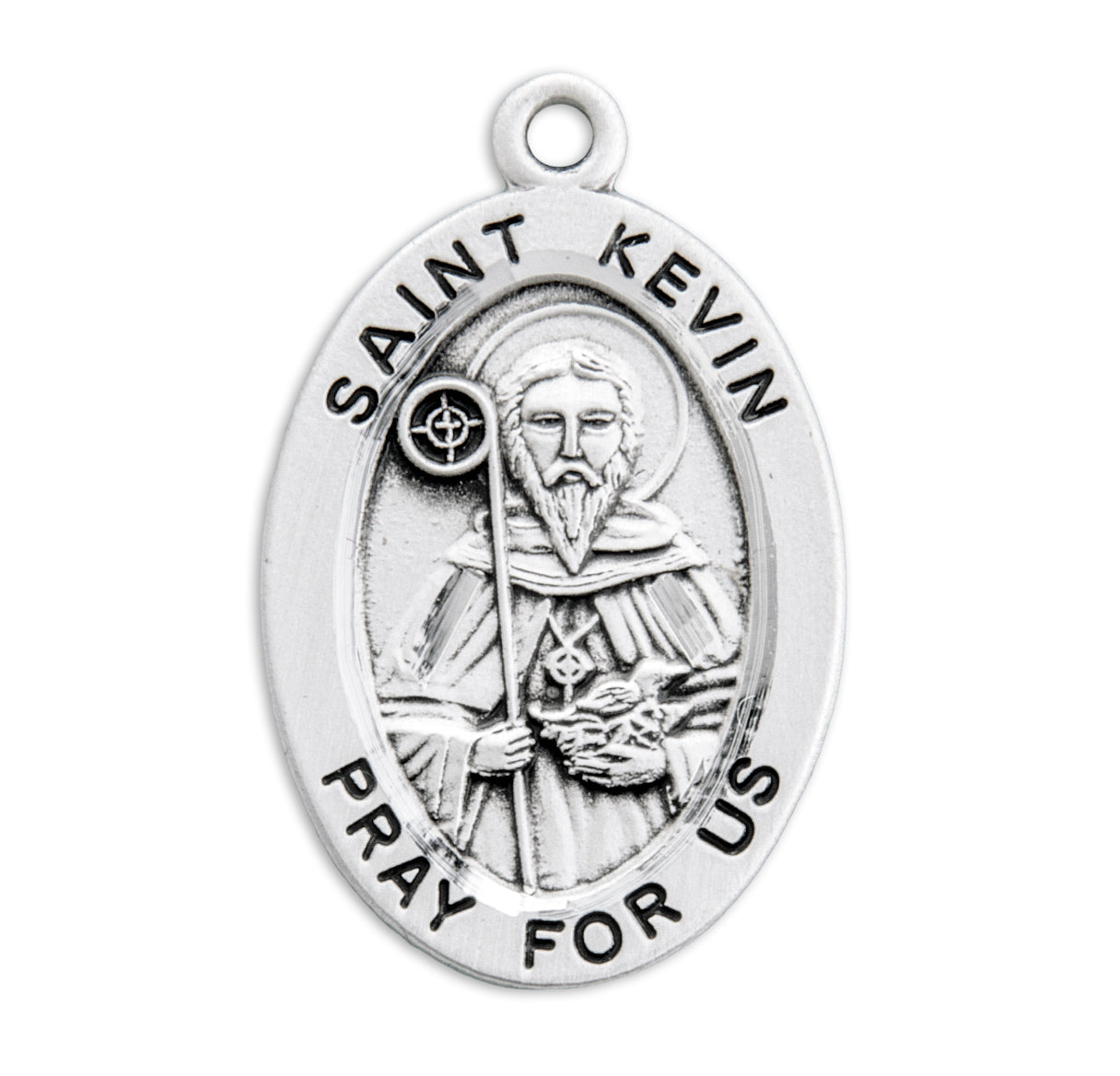 Patron Saint Kevin Oval Sterling Silver Medal