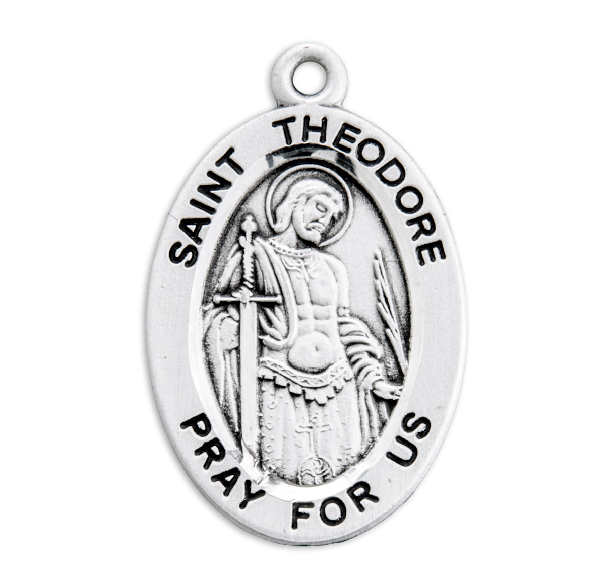 Patron Saint Theodore Oval Sterling Silver Medal