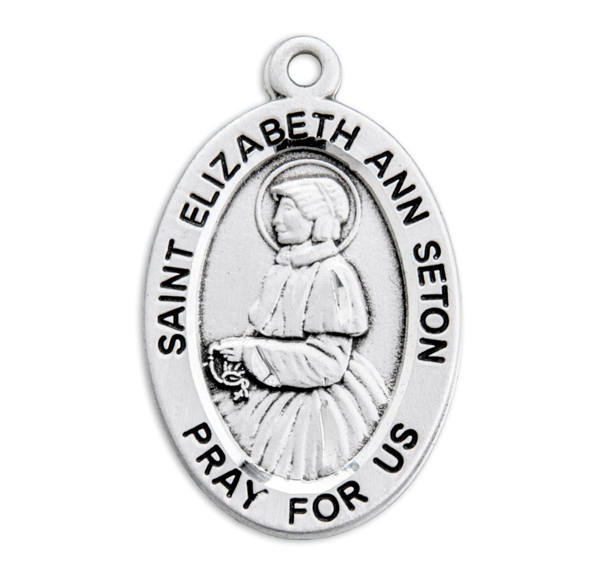 Patron Saint Elizabeth Ann Seton Oval Sterling Silver Medal