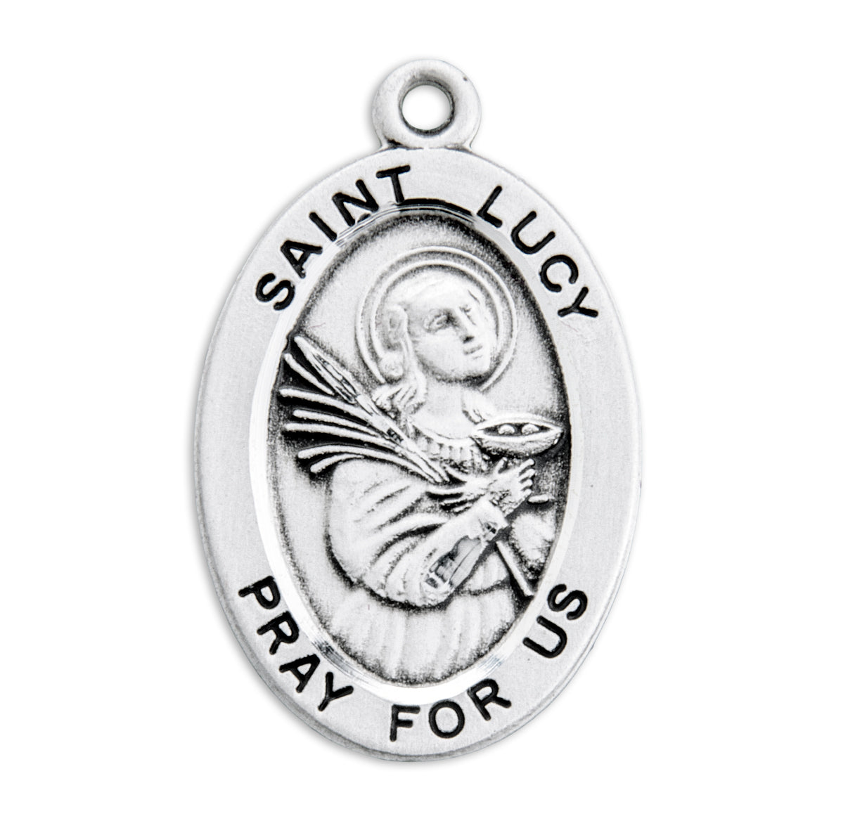 Patron Saint Lucy Oval Sterling Silver Medal