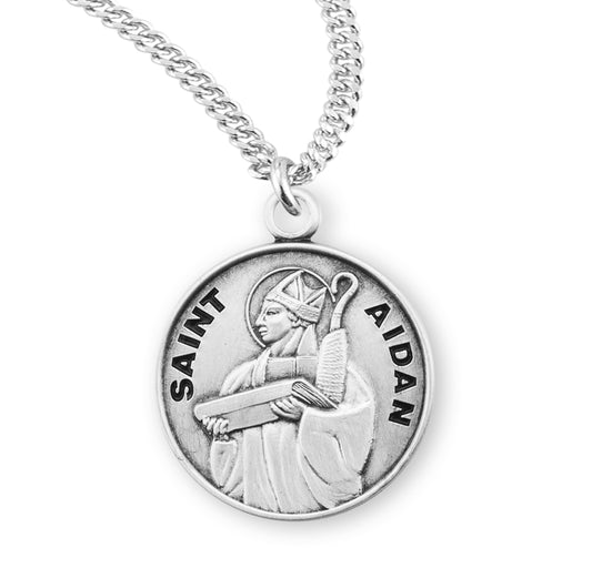 Saint Aidan Round  Sterling Silver Medal