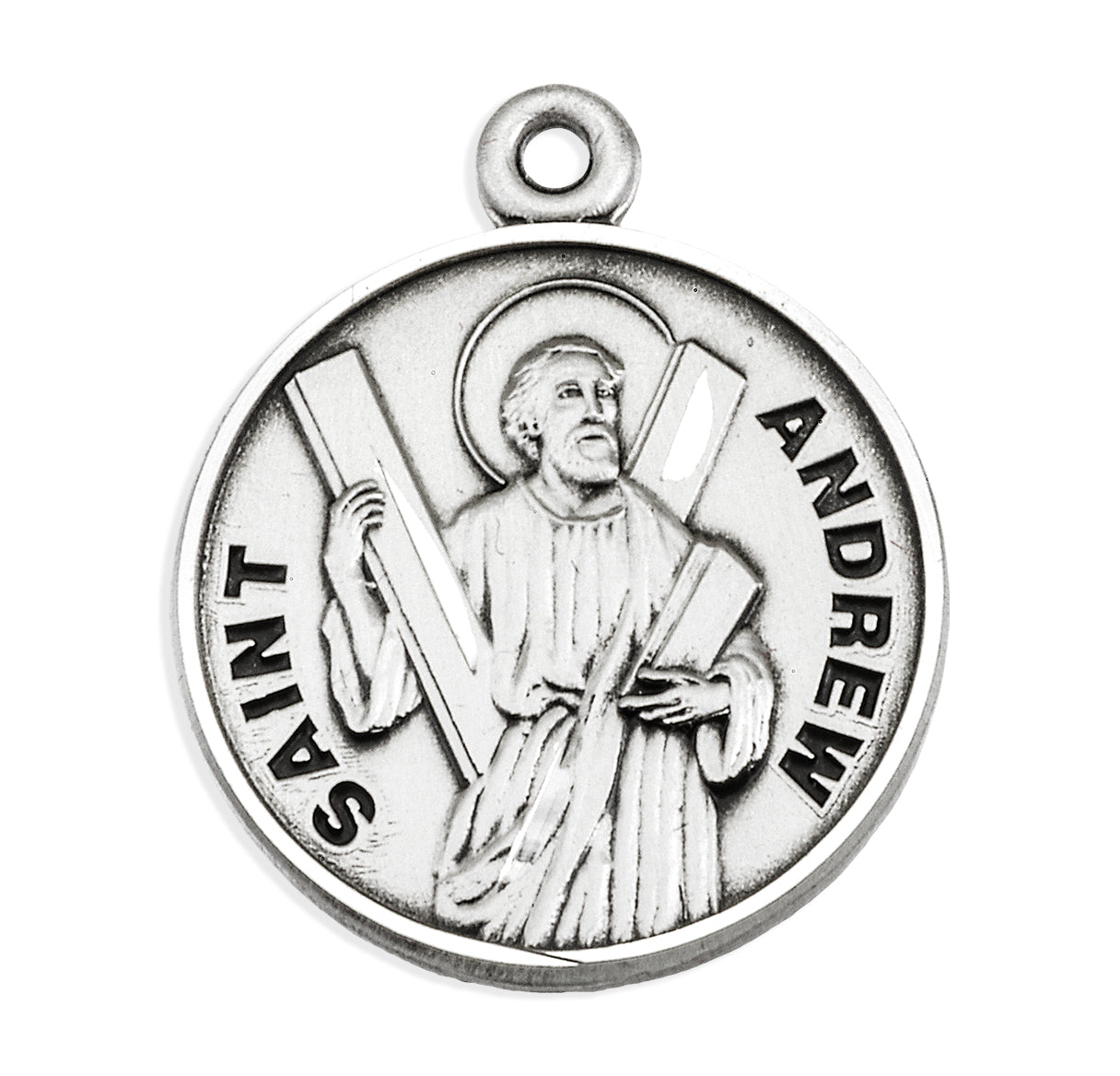 Saint Andrew Round Sterling Silver Medal