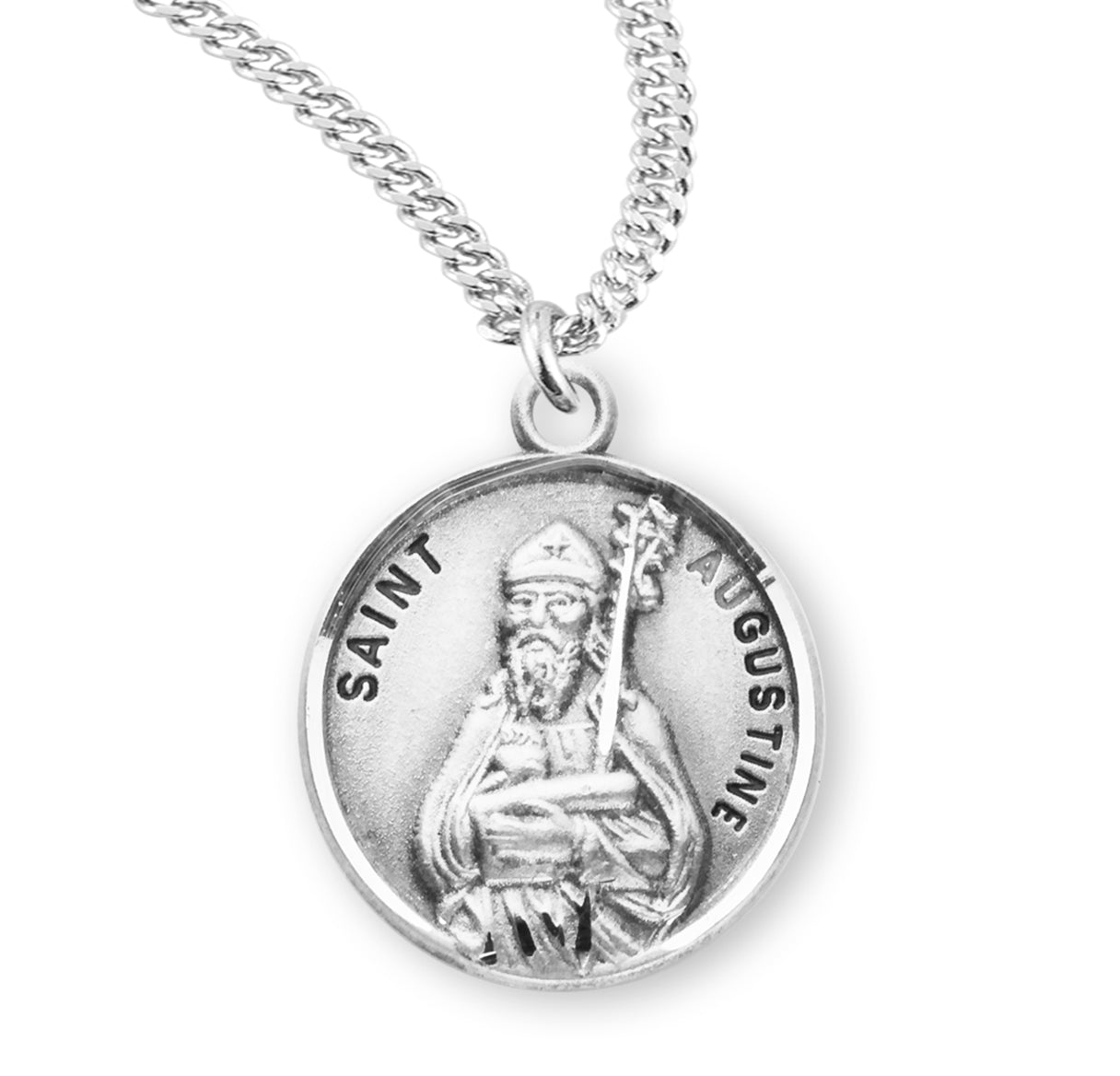 Saint Augustine Round Sterling Silver Medal